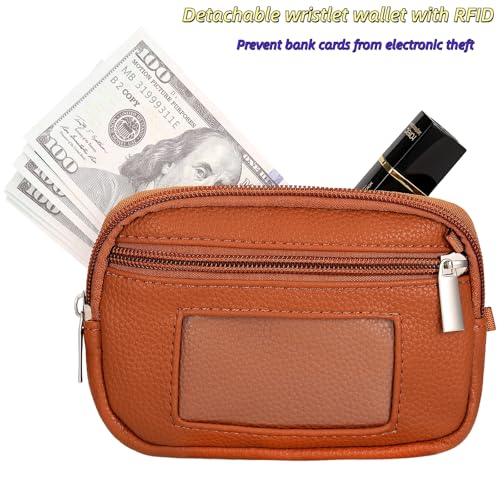 Clip and Go strap for phone with Leather Wallet crossbody phone - color: Brown