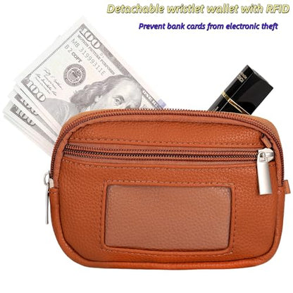 Clip and Go strap for phone with Leather Wallet crossbody phone - color: Brown