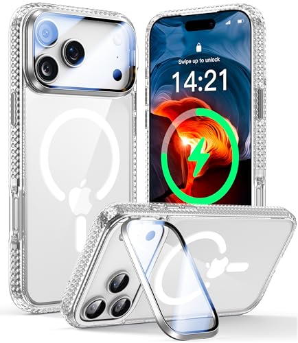 VOFATA [Upgraded Full Camera Protection] for iPhone 17 Pro Case with Camera Cover Stand [Fit for MagSafe][10FT Mil-Grade Protection] Transparent Magnetic iPhone 17 Pro Phone Case, Clear - color: Clear, size: for iPhone 17 Pro 6.3"