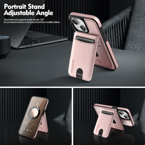 Shieldtop Compatible with MagSafe iPhone 14 Wallet Case,Rose Gold | 2 in 1 Detachable Magnetic,Credit Card Holder Slots,RFID Blocking,PU Leather,Kickstand,Flip Folio Phone Cover for Men & Women - color: Rose Gold, size: iPhone 14 6.1"
