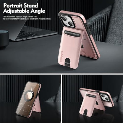 Shieldtop Compatible with MagSafe iPhone 14 Wallet Case,Rose Gold | 2 in 1 Detachable Magnetic,Credit Card Holder Slots,RFID Blocking,PU Leather,Kickstand,Flip Folio Phone Cover for Men & Women - color: Rose Gold, size: iPhone 14 6.1"
