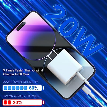 4 Pack i Phone 17 16 15 14 USB C Charger Block, 20W Dual Port QC + PD 3.0 - size: 4 Pack