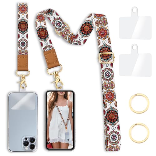 Yonlevres Phone Lanyard Crossbody Strap Wrist Neck Adjustable Women Boho - color: Bohemian Multi