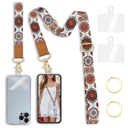 Yonlevres Phone Lanyard Crossbody Strap Wrist Neck Adjustable Women Boho - color: Bohemian Multi