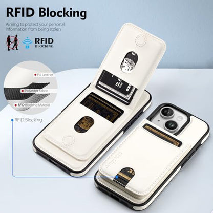 Shieldtop Compatible with MagSafe iPhone 14 Wallet Case,White | 2 in 1 Detachable Magnetic,Credit Card Holder Slots,RFID Blocking,PU Leather,Kickstand,Flip Folio Phone Cover for Men & Women - color: White, size: iPhone 14 6.1"