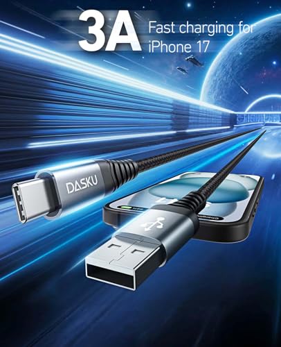 USB to USB C Cable 15FT 1Pack, Extra Long USB C Cable 3A Fast Charging - color: Black, size: 15FT 1Pack, style: USB A to USB C