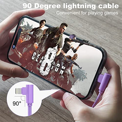 USB A to Lightning Cable, 3PCS 10FT iPhone Charger, 90 Degree Cable