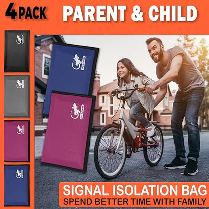 Faraday Bag Anti-Tracking GPS RFID Car Key Signal Blocker Wallet Shielding Pouch Protective Case for Cell Phone Car Key FOB, Data Privacy, Electronic Device Security (4 PACK - FAMILY PACK) - color: 4 PACK - FAMILY PACK