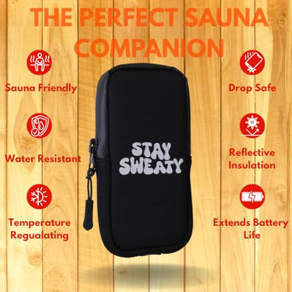 TempSafe – The OG Sauna Phone Case | Thermal Phone Pouch for iPhone & Android | Prevents Overheating, Extends Battery Life in Cold Weather | Neoprene Water-Resistant Sleeve with Carabiner (Large)