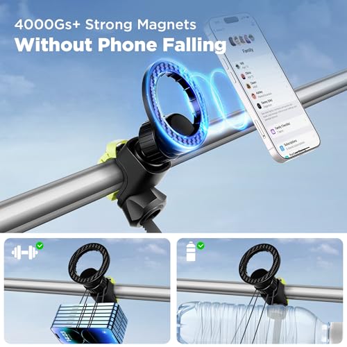 OUTXE Magnetic Phone Holder for Stroller, Adjustable Phone Mount with Magsafe for Shopping Cart, Gym Bike Handlebar, Universal Magsafe Stroller Stand Compatible with iPhone/Android