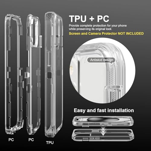 Follaroma for iPhone 15 Case, Shockproof Protection,Crystal Clear | Heavy Duty Shockproof Protection Phone Cases, Anti-Drop, Dual Layer Transparent Rugged Protective Cover, 6.1 inch - color: Clear, size: iPhone 15 6.1‘’