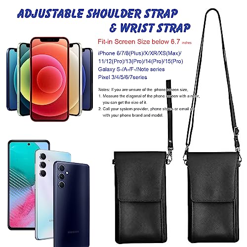 PU Leather Small Phone Bag with Transparent Window for Touchable Screen, 6.7" Without Phone case Compatibility, Magnetic Closure & Waterproof - Crossbody Wallet Case with Shoulder Strap - color: Black