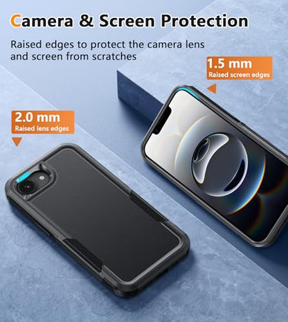 FNTCASE for iPhone 17e/16e Case with 360 Rotatable Belt-Clip Holster | Rugged Heavy Duty Drop Protection, Military Grade Shockproof Durable Protective Cell Phone Cover - color: Black Matte
