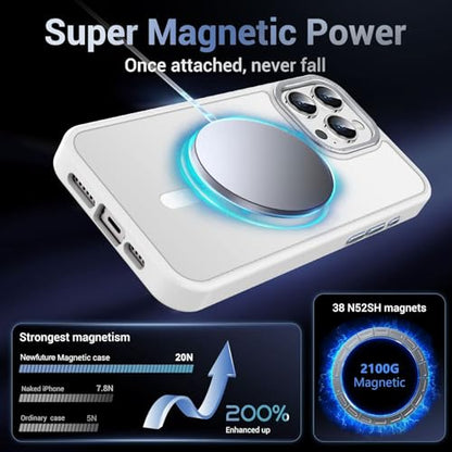 Newfuture Magnetic for iPhone 16 Pro Max Case Shockproof, Frosted White | Military Drop Protection, Slim Matte Anti-Fingerprint, Compatible with Magsafe, Camera Guard, Translucent Protective Cover - color: Frosted White, size: iPhone 16 Pro Max 6.9 inch