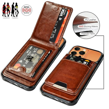 for iPhone 17 Pro Max MagSafe Wallet Case, Magnetic Detachable Leather Wallet with Card Holder & Kickstand, Slim Protective Phone Case Compatibility with iPhone 17 Pro Max. Brown - color: Brown