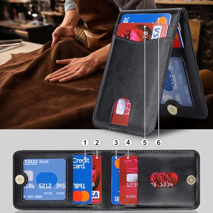 Cavor Compatible with Magsafe Wallet, Magnetic Wallet for iPhone, Black - color: C-Black