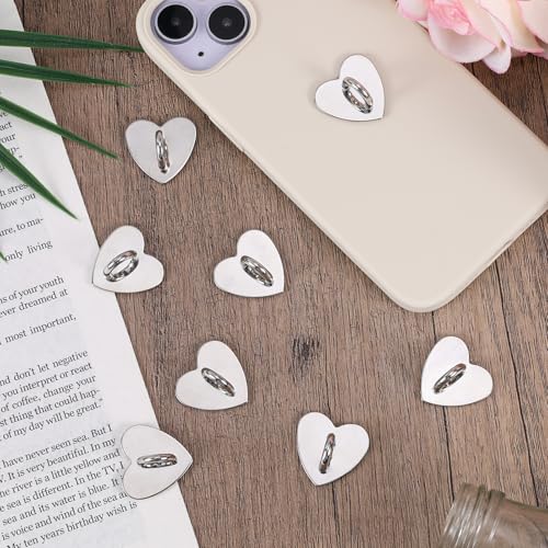 8pcs Heart Phone Charm Holder, 1inch Cell Phone Charm Hook - color: silver, size: 2.5cm