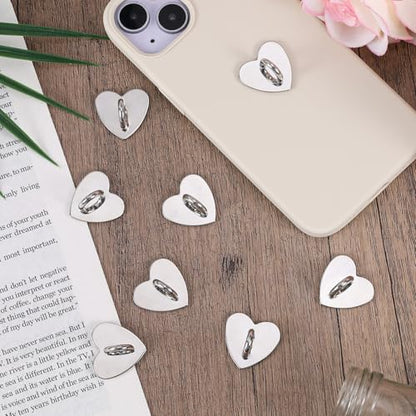 8pcs Heart Phone Charm Holder, 1inch Cell Phone Charm Hook - color: silver, size: 2.5cm