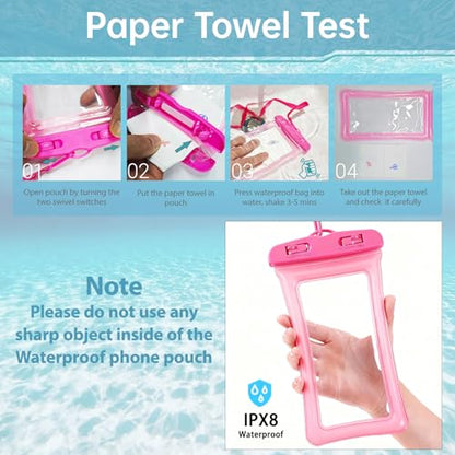 Waterproof Phone Pouch, 2 Pack, IPX8 Cellphone Dry Bag, 8.3" | Compatible with iPhone 17-13 Pro Max, Waterproof Phone Case for Beach Cruise Swimming Boating Travel Essentials, Purple&White - color: Purple + White