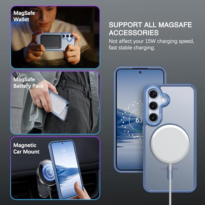 BENTOBEN Magnetic for Samsung Galaxy S24 Plus Case [Compatible with Magsafe] Translucent Matte Slim Thin Shockproof Anti-Yellow Women Men Protective Phone Cover for Samsung S24 Plus 6.7" 2024, Blue - color: Blue