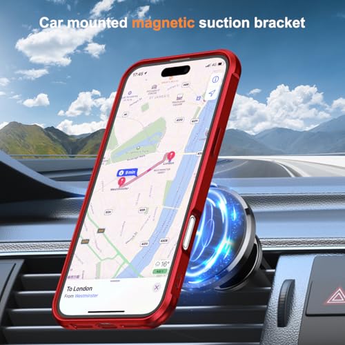 SKYLMW Compatible with iPhone 16 Plus Case with Stand,Red | iPhone 16 Plus Phone Case 6.7",Magnetic Ring Stand,Compatible with MagSafe,Military-Grade Plustection,Great Grip Feeling - color: Red, size: Iphone 16 Plus