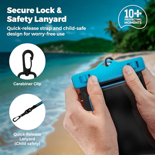 SEAWAG Next Waterproof Phone Pouch, IPX8 Dry Bag for iPhone 16 15 14 13 Pro Max & Samsung Galaxy S25 S24 — Underwater Case, Full Touchscreen, Lanyard, Beach Pool Snorkeling, 1 Pack Blueblack - color: 1Pack BlueBlack