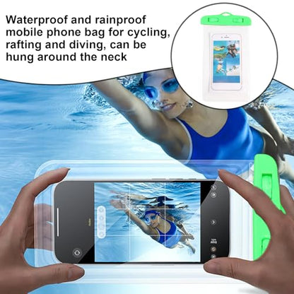 Waterproof Phone Pouch Touchscreen Transparent Phone Bag | Water Play Cellphone Bag for Beach Cruise Vacation Running Camping Swimming Cycling Kayak Diving Travel - color: Green
