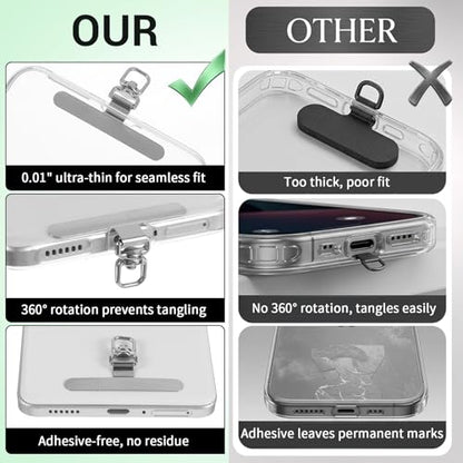 Nogeqi 3 Pack 360° Rotating Phone Tether Tab, Universal Phone Lanyard Tab