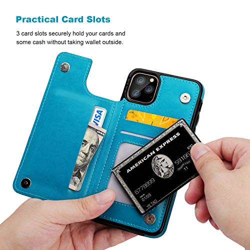 Vaburs for iPhone 11 Pro Max Wallet Case Card Holder Butterfly, Blue - color: Blue