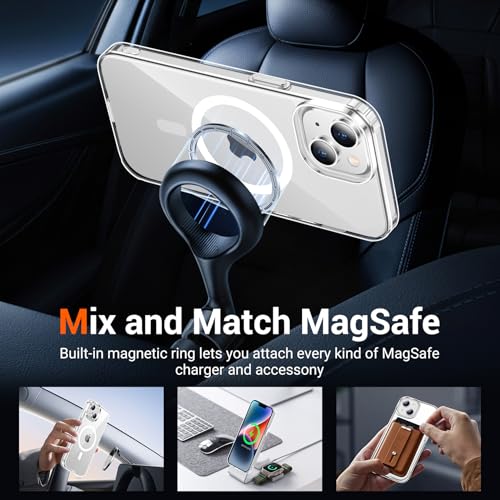 for iPhone 14 Plus Case Clear, Compatible with Magsafe, Anti-Yellowing, Military-Grade Protection, Shockproof Slim Magnetic Phone Case Cover, Transparent - color: A-Clear, size: iPhone 14 Plus