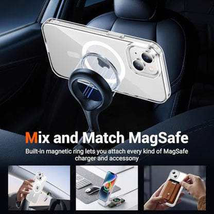 for iPhone 14 Plus Case Clear, Compatible with Magsafe, Anti-Yellowing, Military-Grade Protection, Shockproof Slim Magnetic Phone Case Cover, Transparent - color: A-Clear, size: iPhone 14 Plus