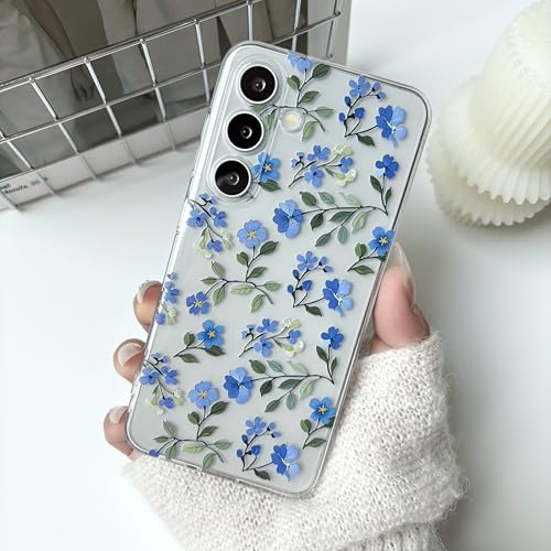 for Samsung Galaxy A15 Case, Blue Peony Flower | Cute Floral Flowers Clear Aesthetic Pattern Case for Women Girls,Slim Soft Shockproof Cover for A15 - color: Blue Peony Flower, size: for Samsung Galaxy A15