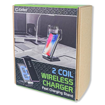Dual Coil Wireless Charger, 10W Max Wireless Charging Pad, Compatible for iPhones, Samsung Galaxy Smartphones, Google Pixels (Fast Charger Stand)