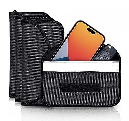 4 Pack Faraday Bags for Car Keys and Cell Phone, Signal Blocking Key Pouch Wallet, Anti-Tracking Anti Theft Car Protection, Cell Phone Signal Jammer WiFi/GSM/LTE/NFC/RFID, GPS Blocker - color: 4 Packs - 7.8" * 3.8"
