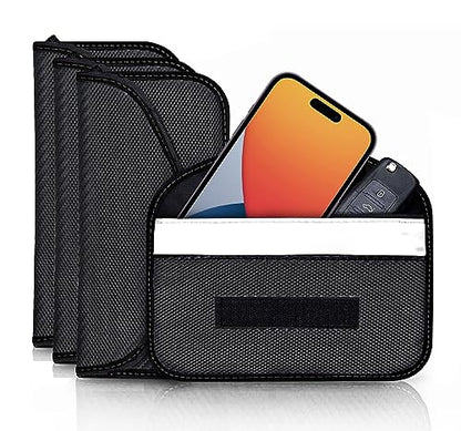 4 Pack Faraday Bags for Car Keys and Cell Phone, Signal Blocking Key Pouch Wallet, Anti-Tracking Anti Theft Car Protection, Cell Phone Signal Jammer WiFi/GSM/LTE/NFC/RFID, GPS Blocker - color: 4 Packs - 7.8" * 3.8"