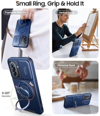 JAME for Samsung Galaxy A17/A16 5G Phone Case with Stand Slide Camera Cover - color: Blue, size: Galaxy A16/A17