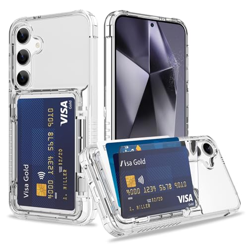 Wallet Case for Samsung Galaxy S24 Plus with 3 Credit Card Holder | Slot Shockproof Hybrid Heavy Duty Protection Clear Phone Cover Compatible with Galaxy S24 Plus (Clear) - color: Clear, size: Samsung Galaxy S24 Plus