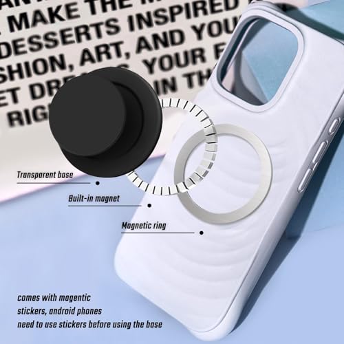 Cell Phone Accessory Compatible with Magsafe Magnetic Black Collapsible Mobile Phone Grip Stand Holder for Smartphone Tablet