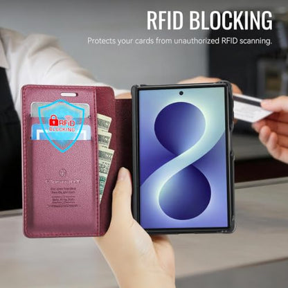 for Samsung Galaxy Z Fold 8 - Case Wallet Magnetic Slim, Wine Red - color: Wine Red, size: Samsung Galaxy Z Fold 8