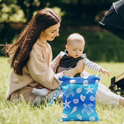 Turtle Wet Dry Bags for Diaper Waterproof Swimsuit Washable Reusable Bag for Beach Diapers Dirty Yoga Gym Clothes Plant Gifts for Men Friend Women - color: Turtle3