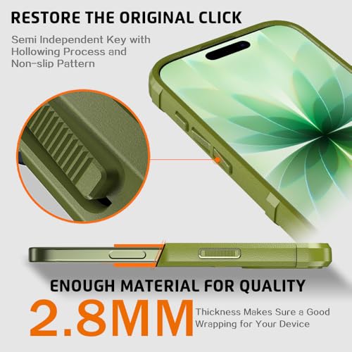 Rugged Shield Case for iPhone 17 (6.3") Compatible with MagSafe, 8ft Military Drop Proof, Wear Resistant Tactical Cover, Army Green - color: Army Green-M, size: iPhone 17