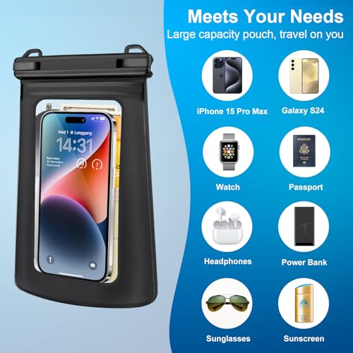 Waterproof Phone Pouch for Phone, Floating Large Capacity Dry Bag Stores Sunscreen, Sunglasses, Waterproof Bag for Beach, Swimming, Kayaking for iPhone 16 15 14 11 Pro Max & Galaxy S24 S21