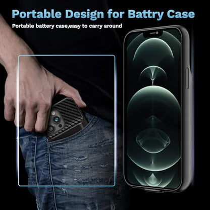 Battery Case for iPhone 12, 12 Pro (6.1 inch), 13800mAh High Capacity Battery Charging Case, Portable Rechargeable External Charger Case Battery Pack with Tempered Glass Screen Protector Black - size: for iPhone 12, 12 Pro (6.1 inch)