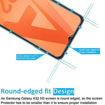 NEW'C 3 Pack Designed for Samsung Galaxy A32 5G Screen Protector Tempered Glass, Case Friendly Scratch Resistant,Bubble-Free, Ultra Resistant - size: A32 5G 6.5 inches