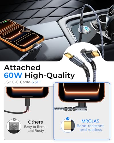 90W Fast iPhone 18/17 Pro Max Car Charger USB C Fast Charge with C Cable - color: Black, size: 90W