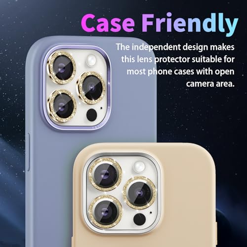 Camera Lens Protector for iPhone 16 Pro/16 Pro Max, Glitter Gold - color: Glitter Gold