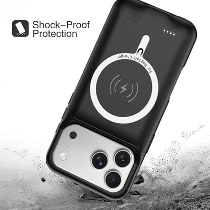 Battery Case for iPhone 17 Pro Max, Upgraded 12000mAh Pack Rechargeable Charger Case with Wireless Charging Compatible for iPhone 17 Pro Max (6.9 inch) External Battery Charging Cover (Black) - size: iPhone 17 Pro Max-Black