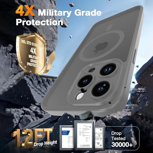 Magnetic Case for iPhone 13 Pro 6.1-Inch, [Compatible with Magsafe][Full Camera Protection] Ultra Slim Translucent Matte Shockproof Protection Phone Cover-Grey - color: Grey, size: iPhone 13 Pro