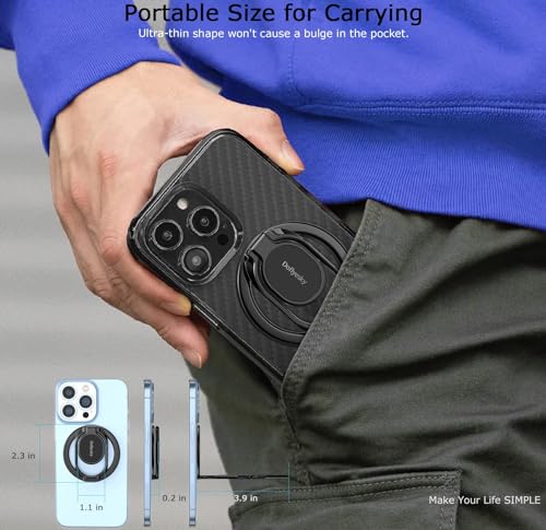 Doflyesky Magnetic Phone Ring Holder with Magsafe, Double Adjustable Gym Finger Ring Grip, Removable Phone Grip, for iPhone, iPad and Smartphones, Compatible with Magnetic Car Mount (Colorful) - color: colorful