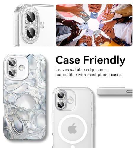 Matekxy for iPhone 17 Camera Lens Protector Glitter Individual Cover - color: White